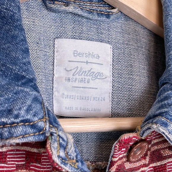 Bershka Vintage Inspired Jean Denim Vest Aztec Panels woman's size XS - Picture 3 of 7